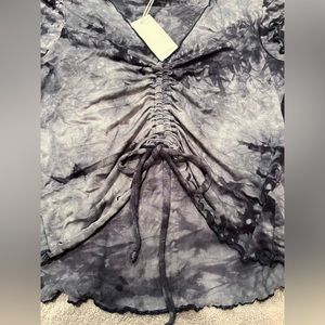 Navy blue tie dye, adjustable tie in front